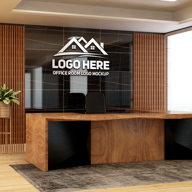 Office Meeting Room 3D Wall Logo Mockup PSD