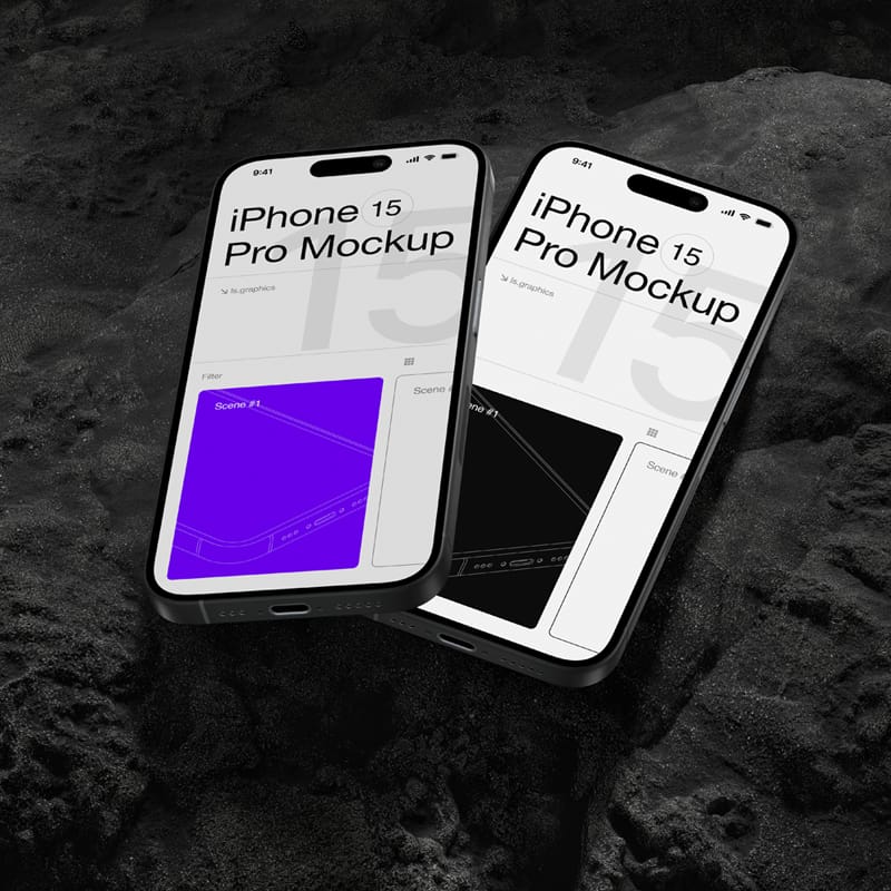 Photorealistic iPhone 15 Pro Mockup Design PSD