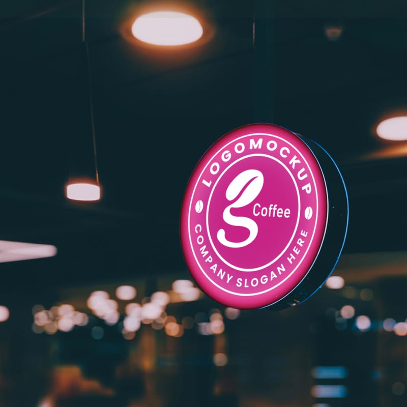 Pink Signage Logo Mockup PSD