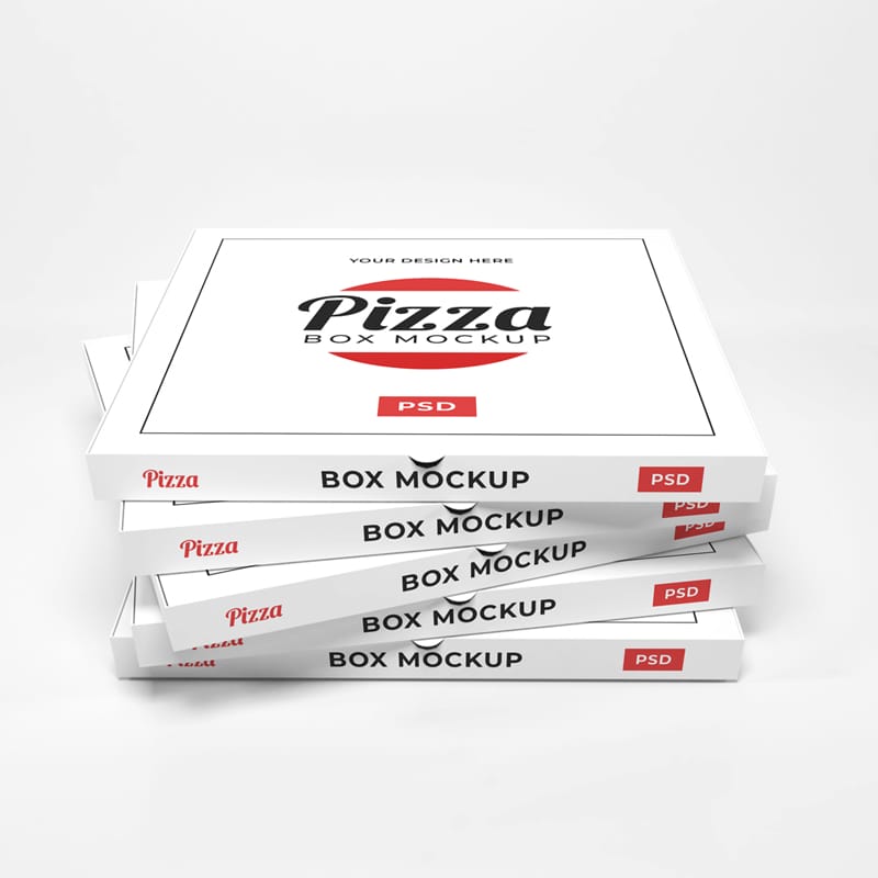 Pizza Box Packaging Mockup Template PSD