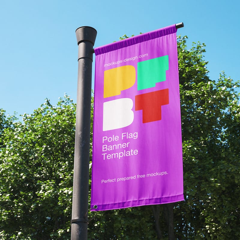 Pole Banner Flag Mockup PSD