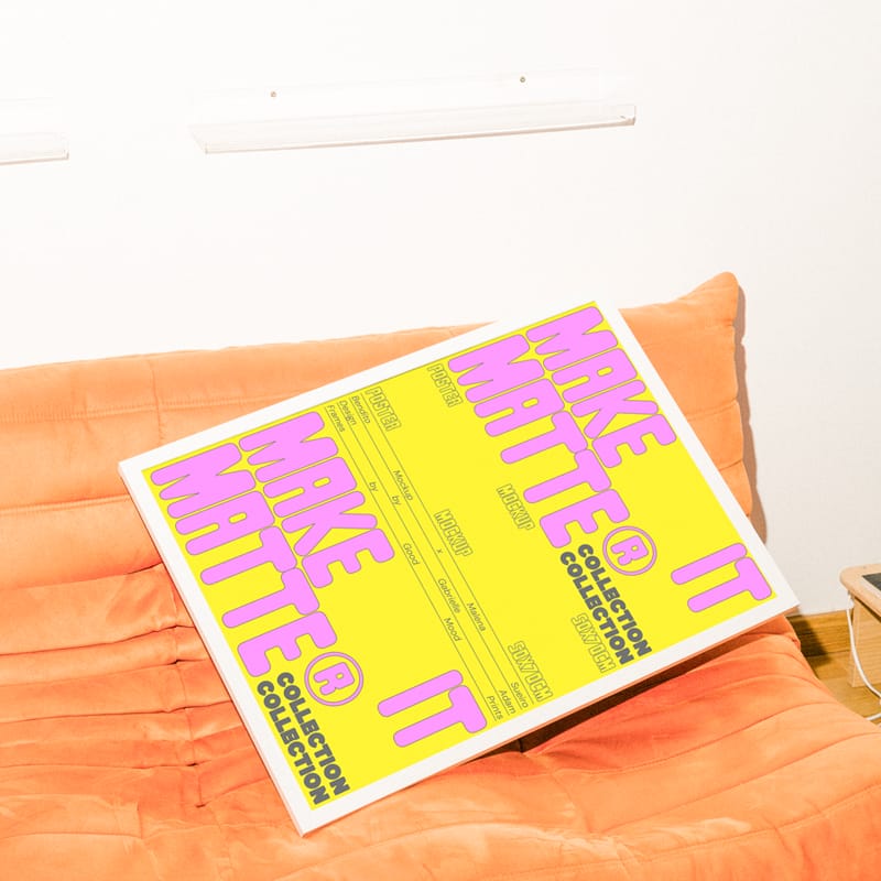 Poster With Sofa Mockup PSD