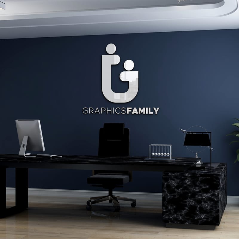 Professional 3D Minimalist Office Logo Mockup PSD