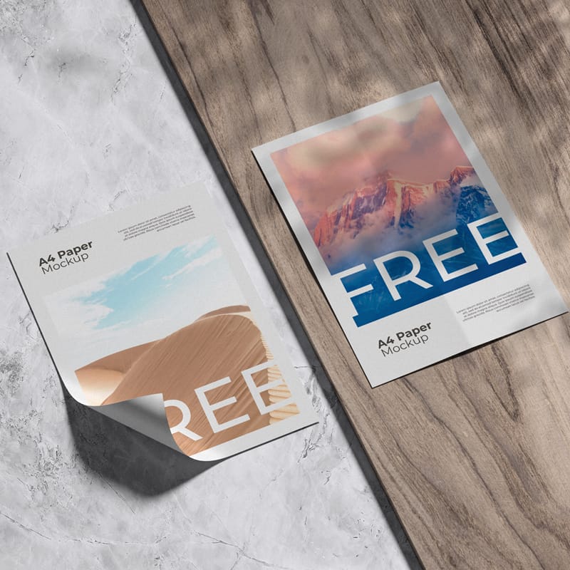 Realistic A4 Paper Mockup PSD