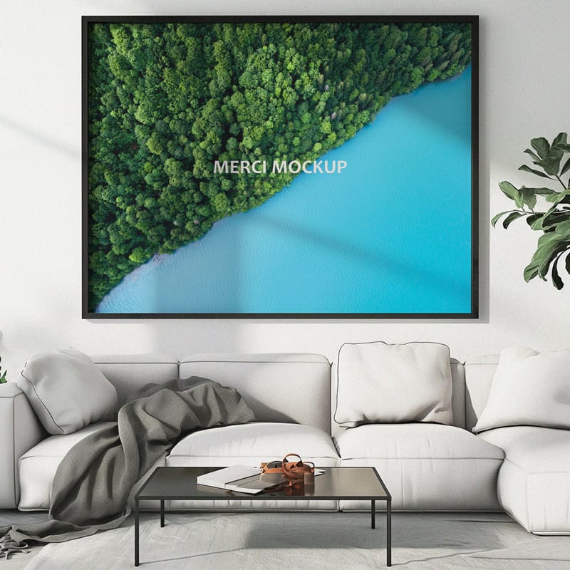 Realistic Frame Wall Mockup Template PSD