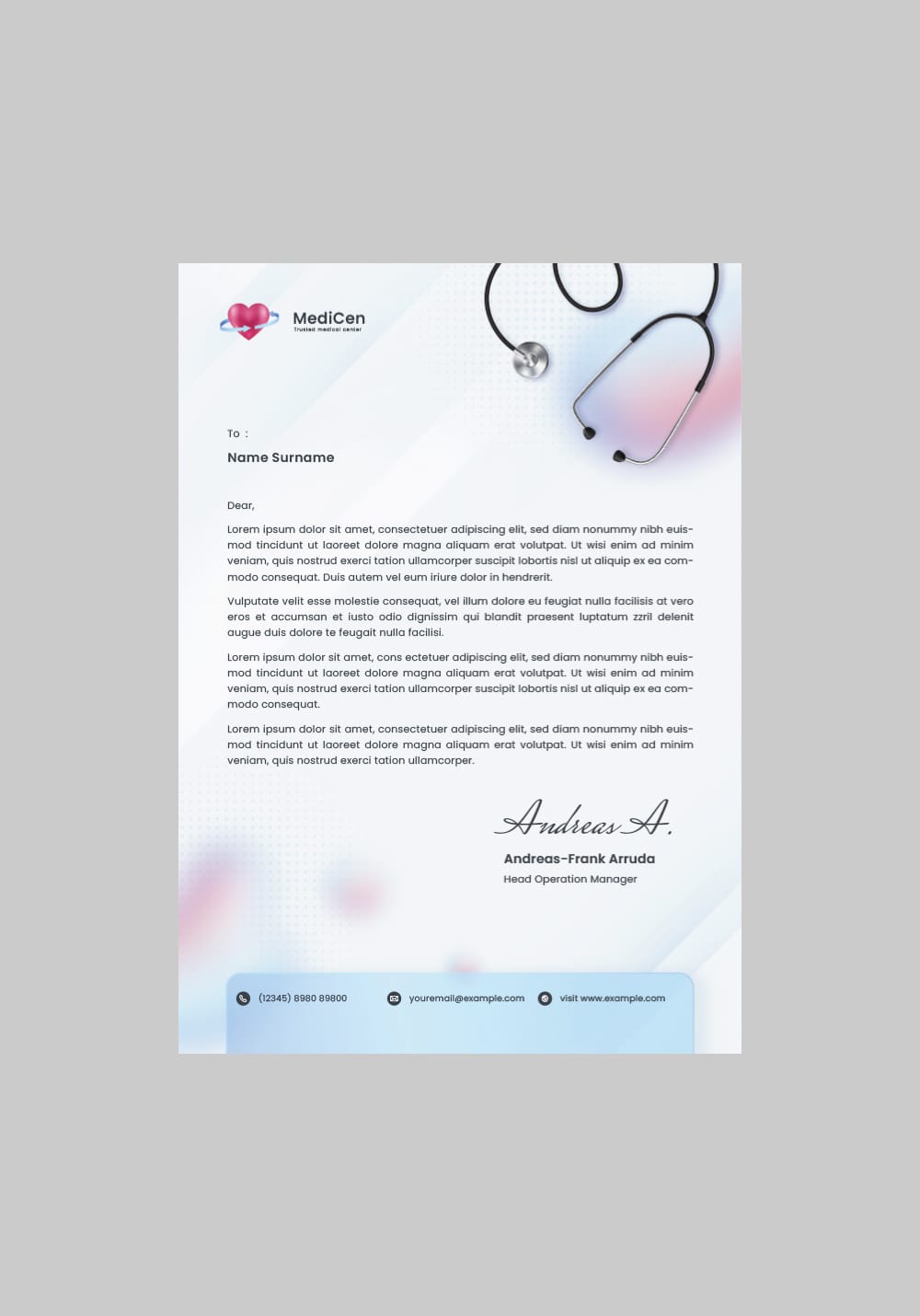 Realistic Medical Center Letterhead Template