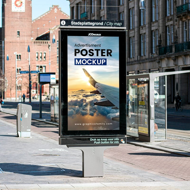 Realistic Street Sign Advertisement Mockup PSD