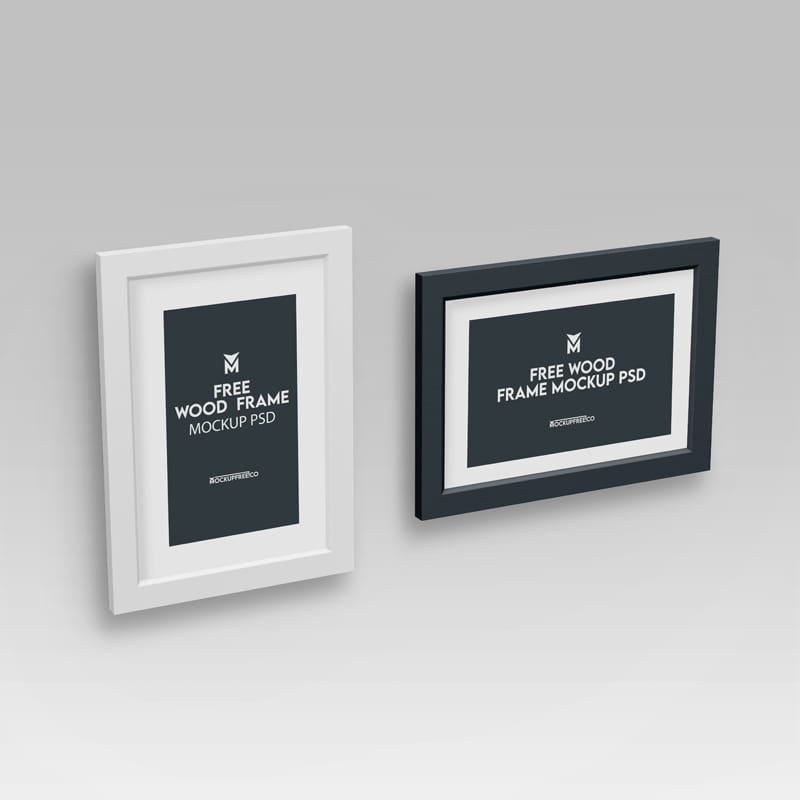 Realistic Wood Frame Mockup PSD