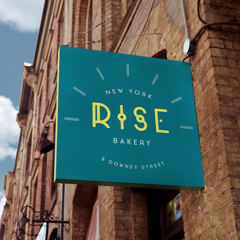 Rise Bakery Square Shop Sign Board Mockup PSD