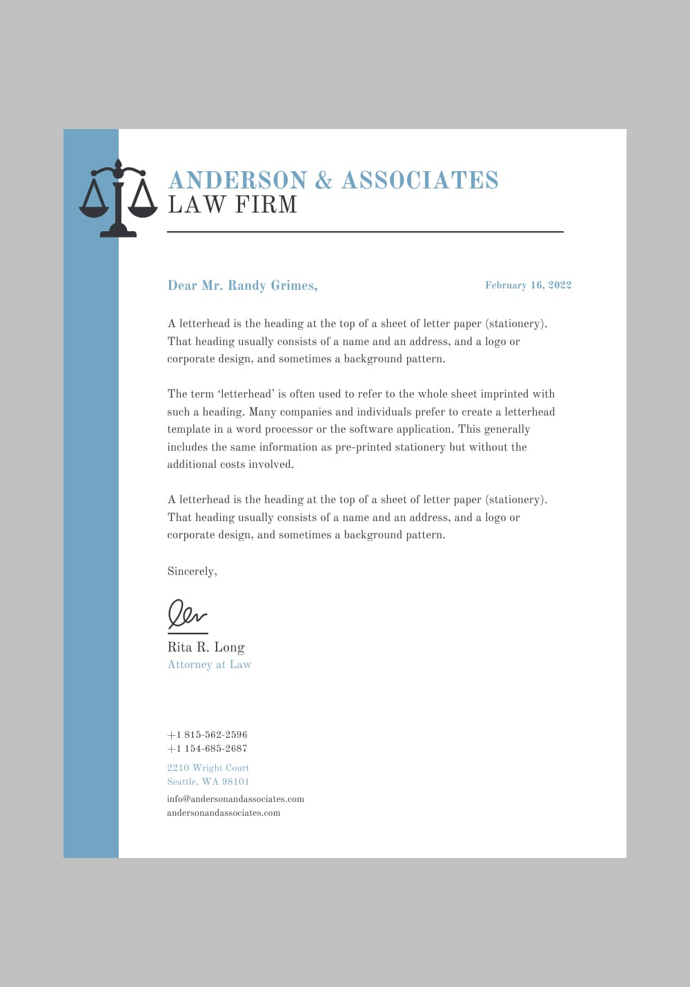 Simple Law Firm Letterhead Template