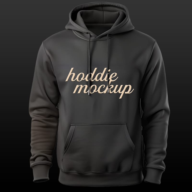 Sleek Black Hoodie Mockup PSD
