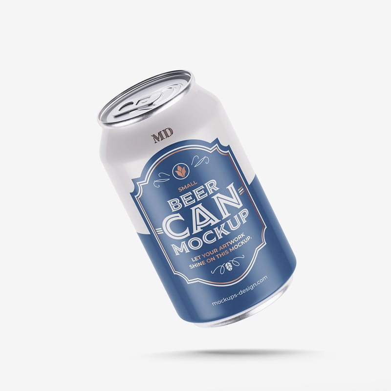 Small Beer Can Mockup PSD