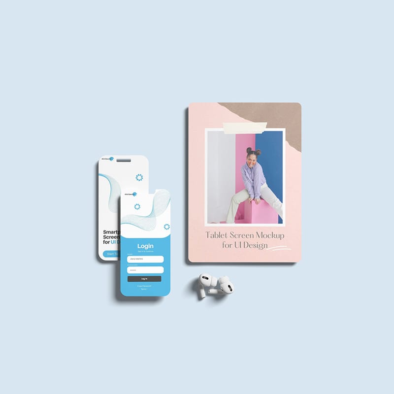 Smartphone and Tablet Screen Mockup PSD