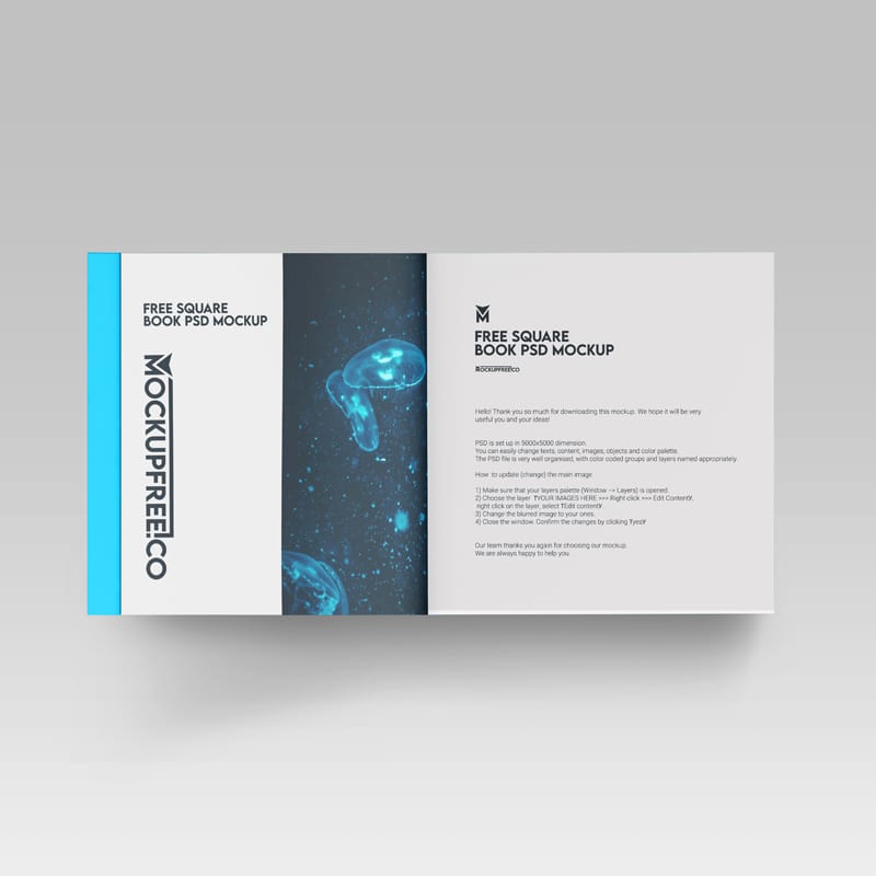 Square Open Book Mockup PSD