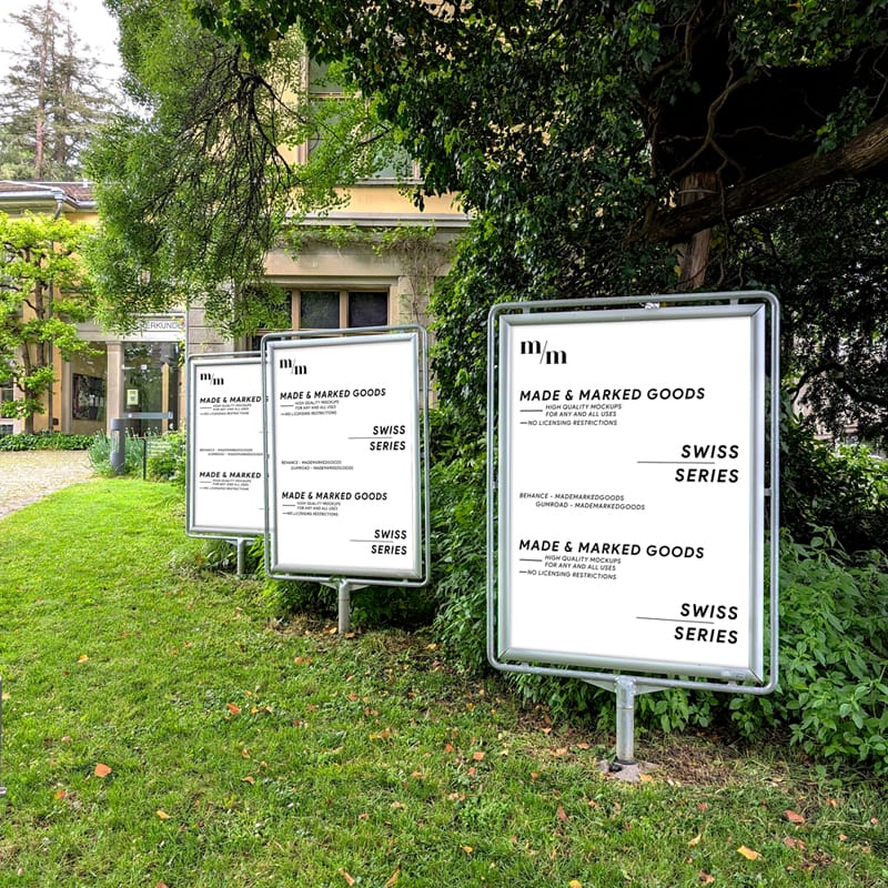 Swiss Series Triple Poster Mockup PSD