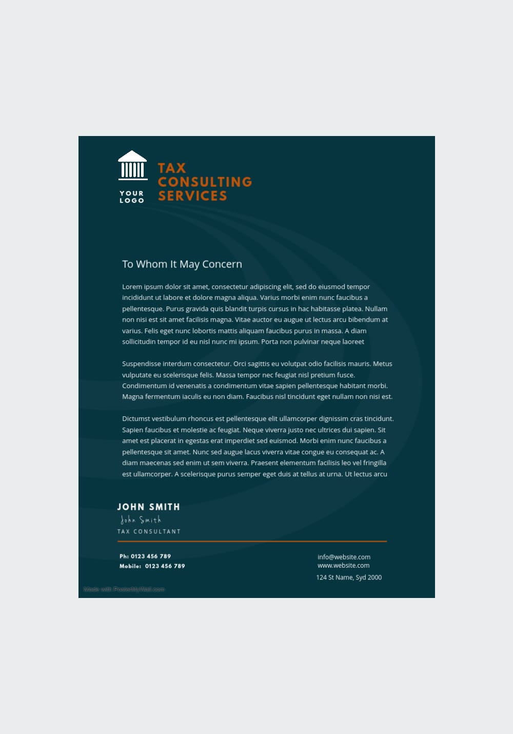 Tax Consulting Service Letterhead Template