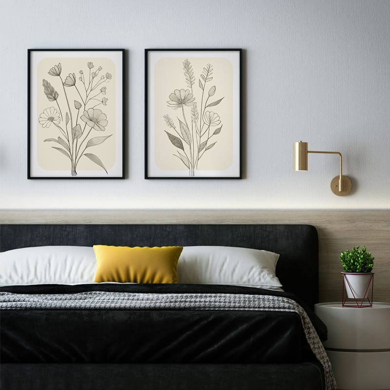 Two Posters Mockups in Bedroom PSD