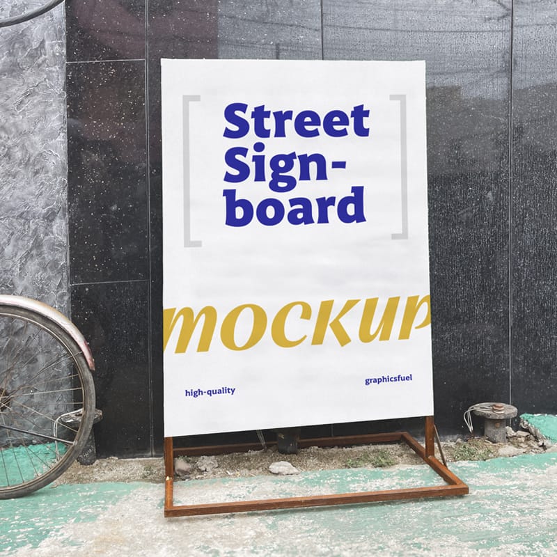 Urban Street Signboard Mockup PSD