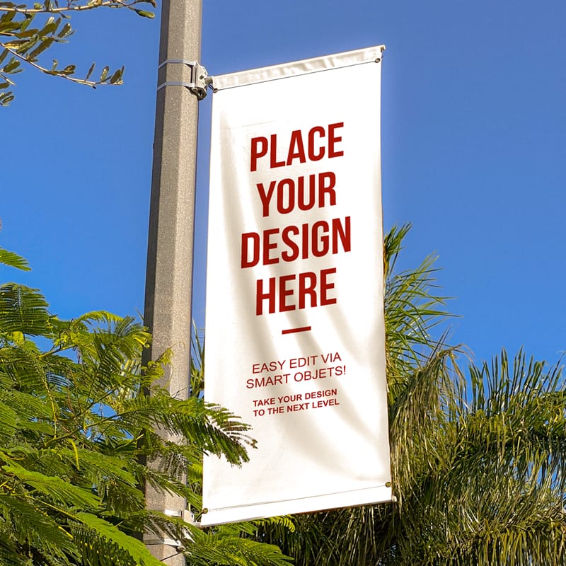 Vertical Banner for Street Mockup PSD