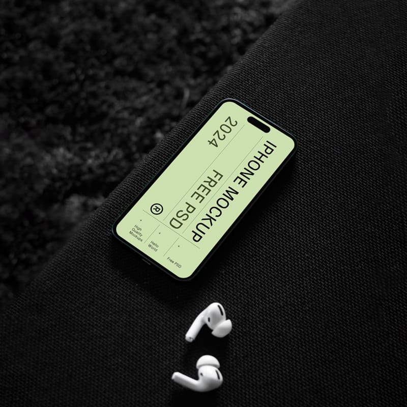 iPhone 14 Pro on Sofa Mockup PSD