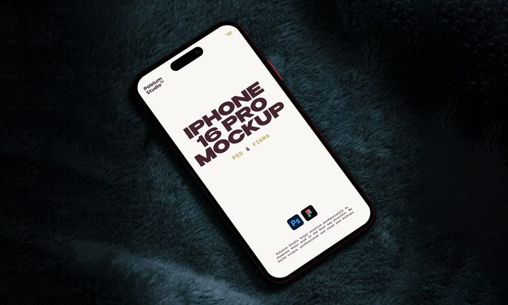 iPhone 16 Pro Laying on Sofa Mockup PSD