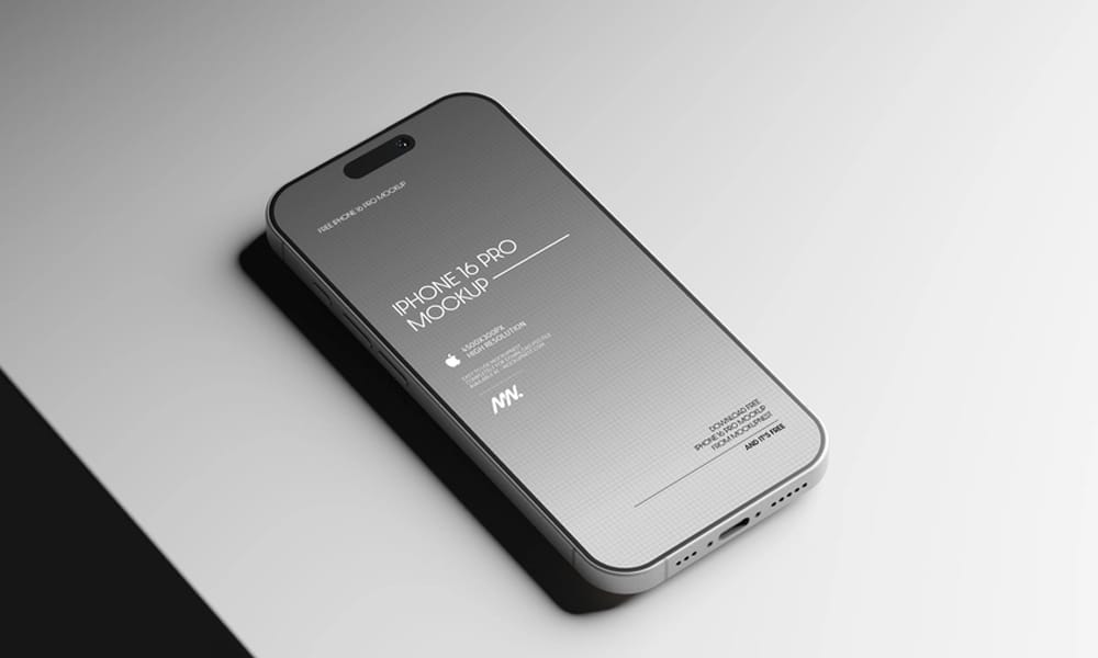 iPhone 16 Pro Mockup Black Titanium Color PSD