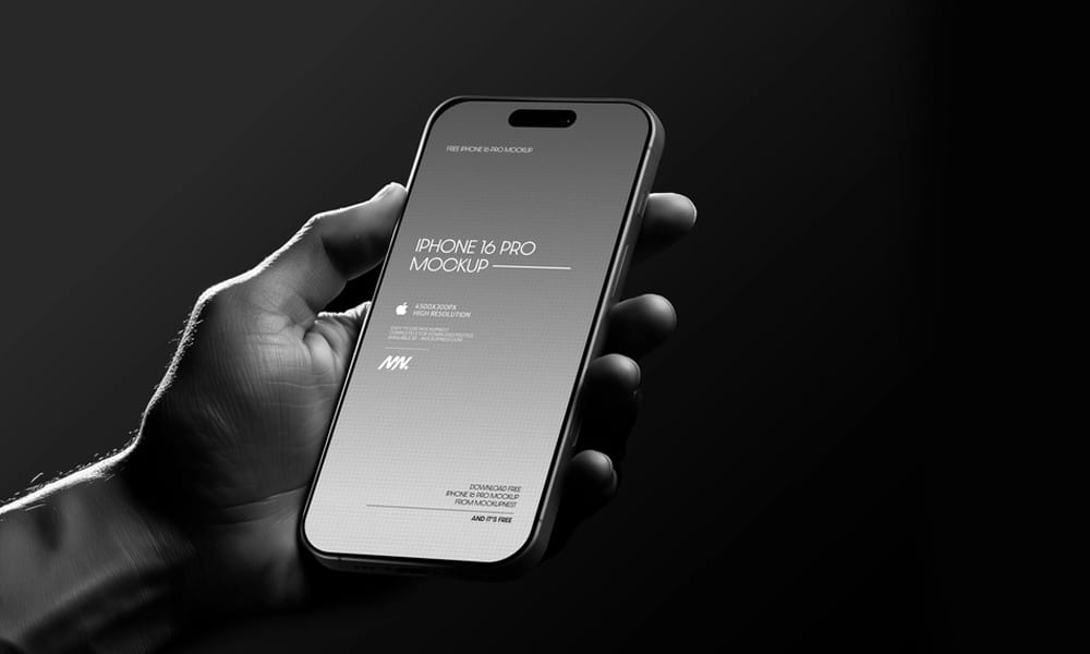 iPhone 16 Pro Mockup Holding By Hand PSD