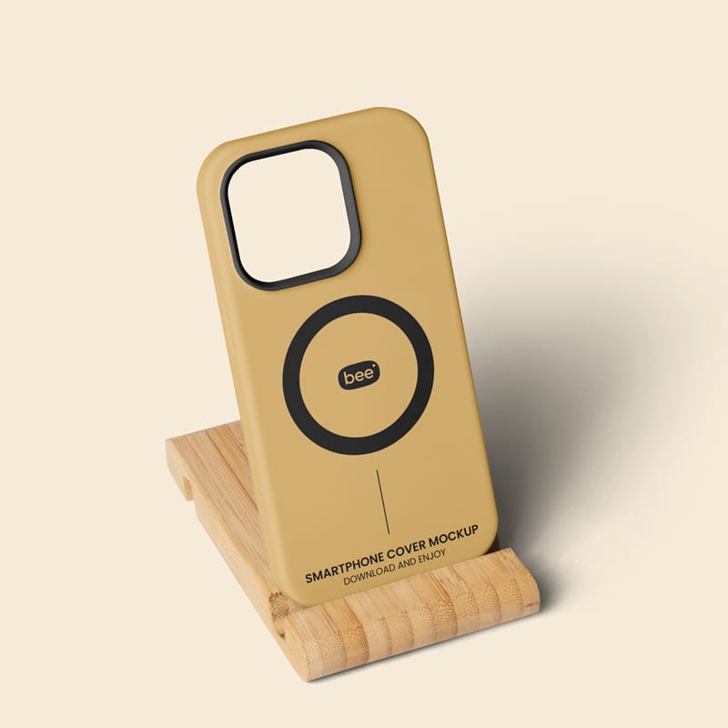 iPhone Case in Stand Mockup PSD