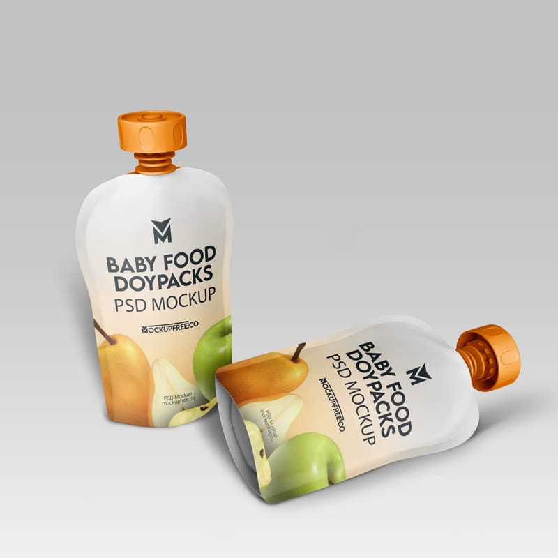 Baby Food Doypacks Mockup PSD