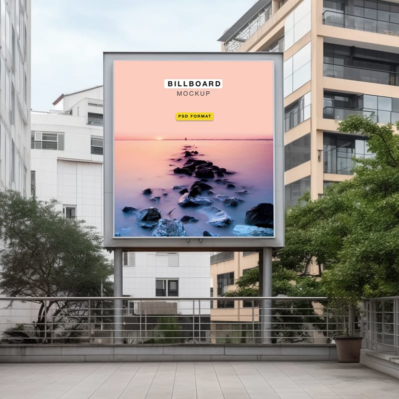 Billboard in City Mockup PSD