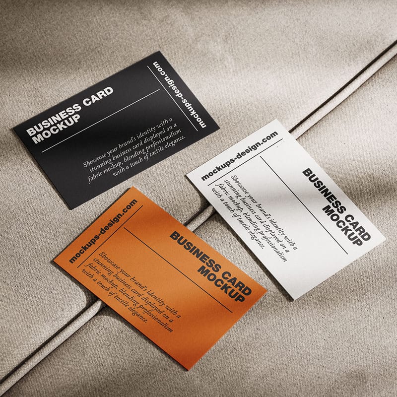 Business Card Mockup on Fabric PSD