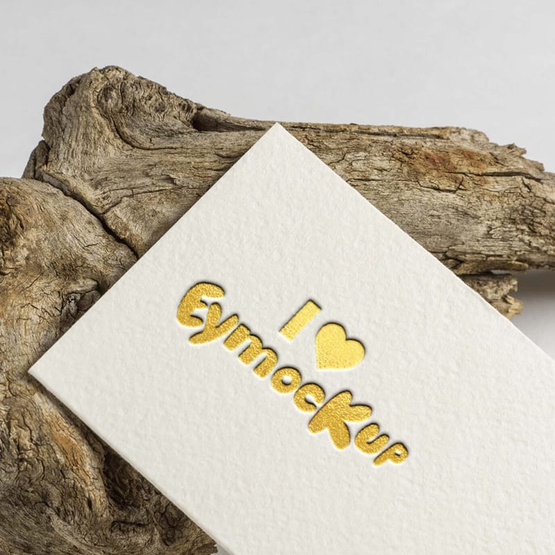 Card Pressed Gold Logo Mockup PSD