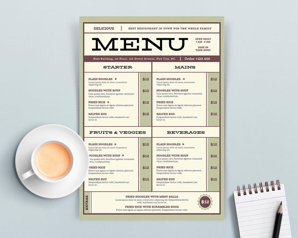 Classic Menu Template