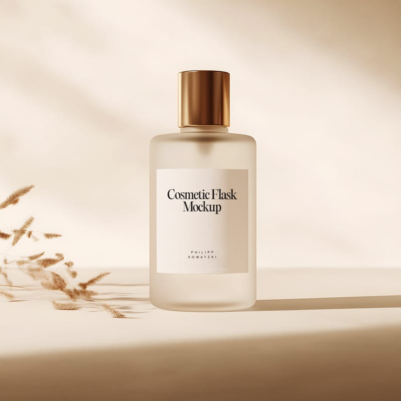 Cosmetic Flask Bottle Mockup PSD