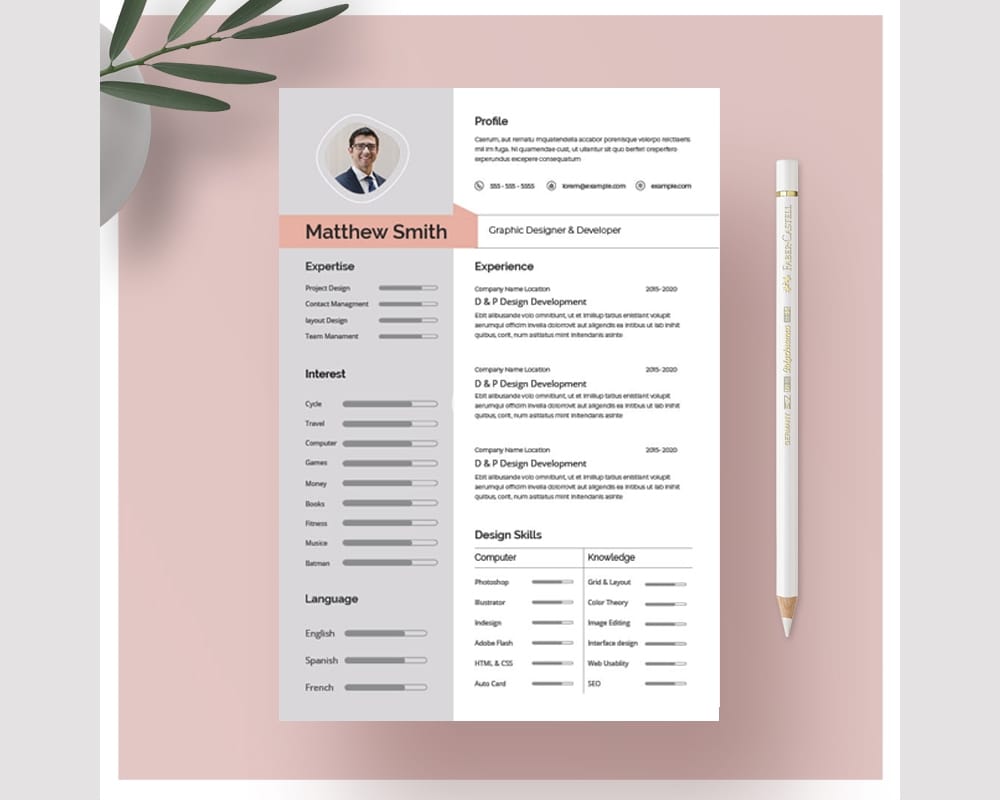 Creative Resume Template for Indesign