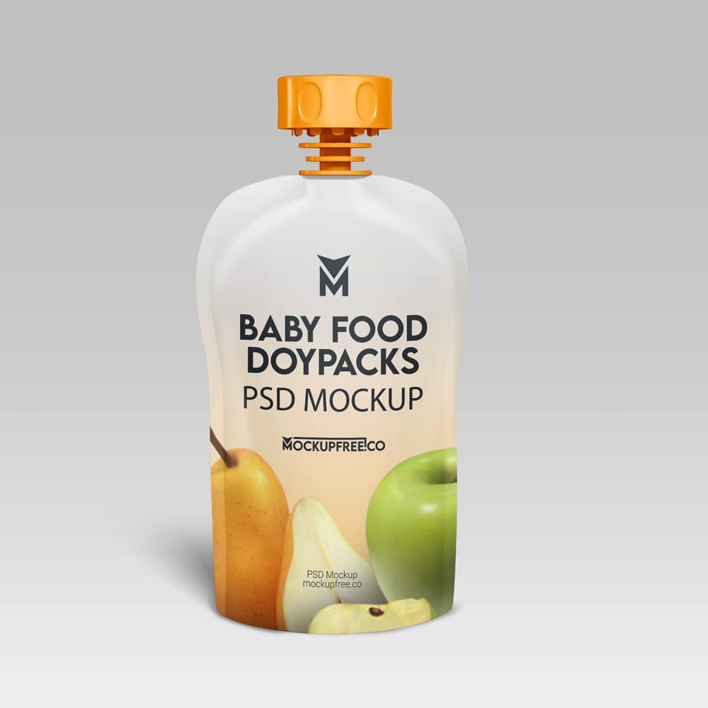 Free Baby Food Doypacks Mockup PSD