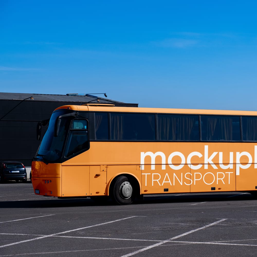 Free Big Coach Bus Mockup PSD