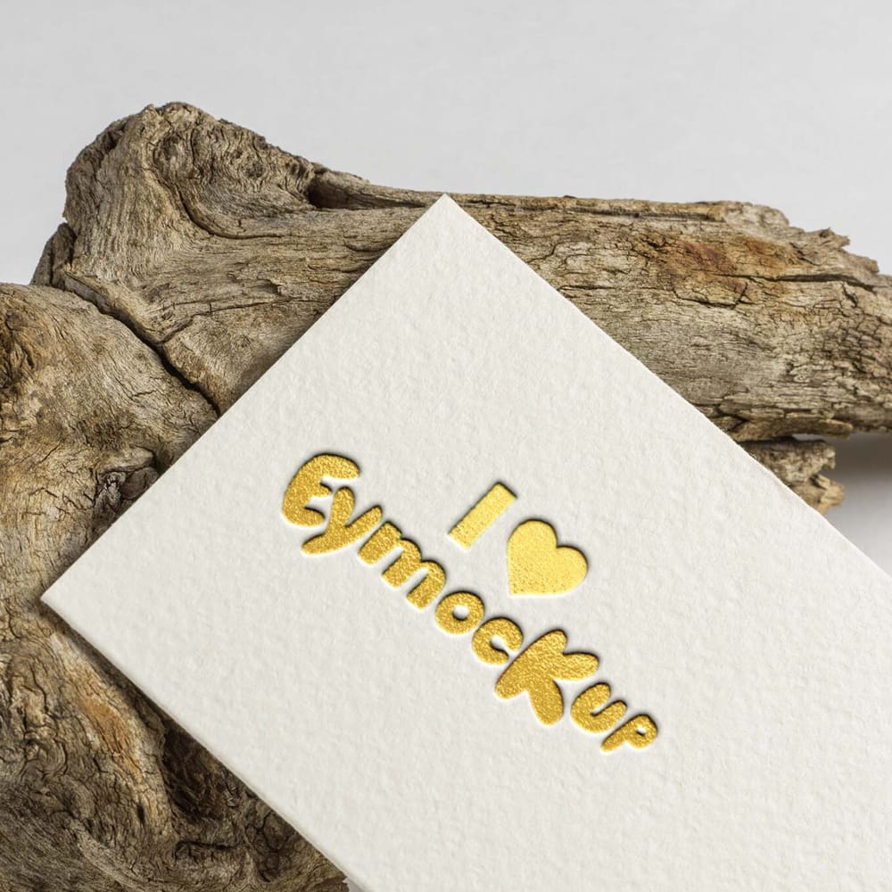 Free Card Pressed Gold Logo Mockup PSD