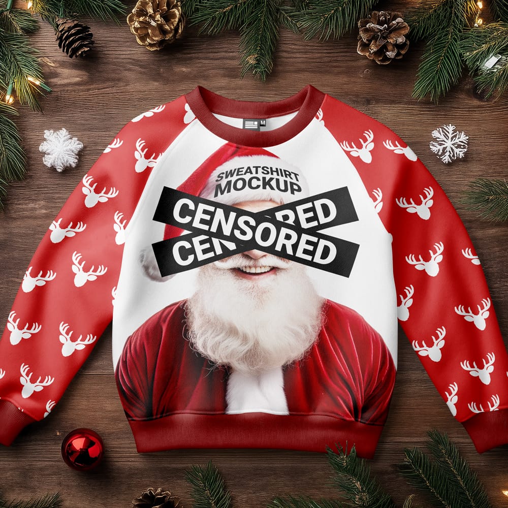 Free Christmas Sweatshirt Mockup Template PSD