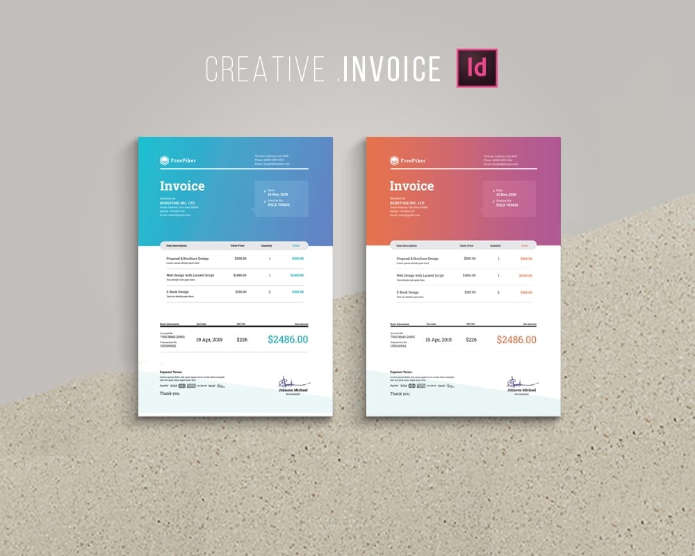 Free Creative Blue Red Invoice Template