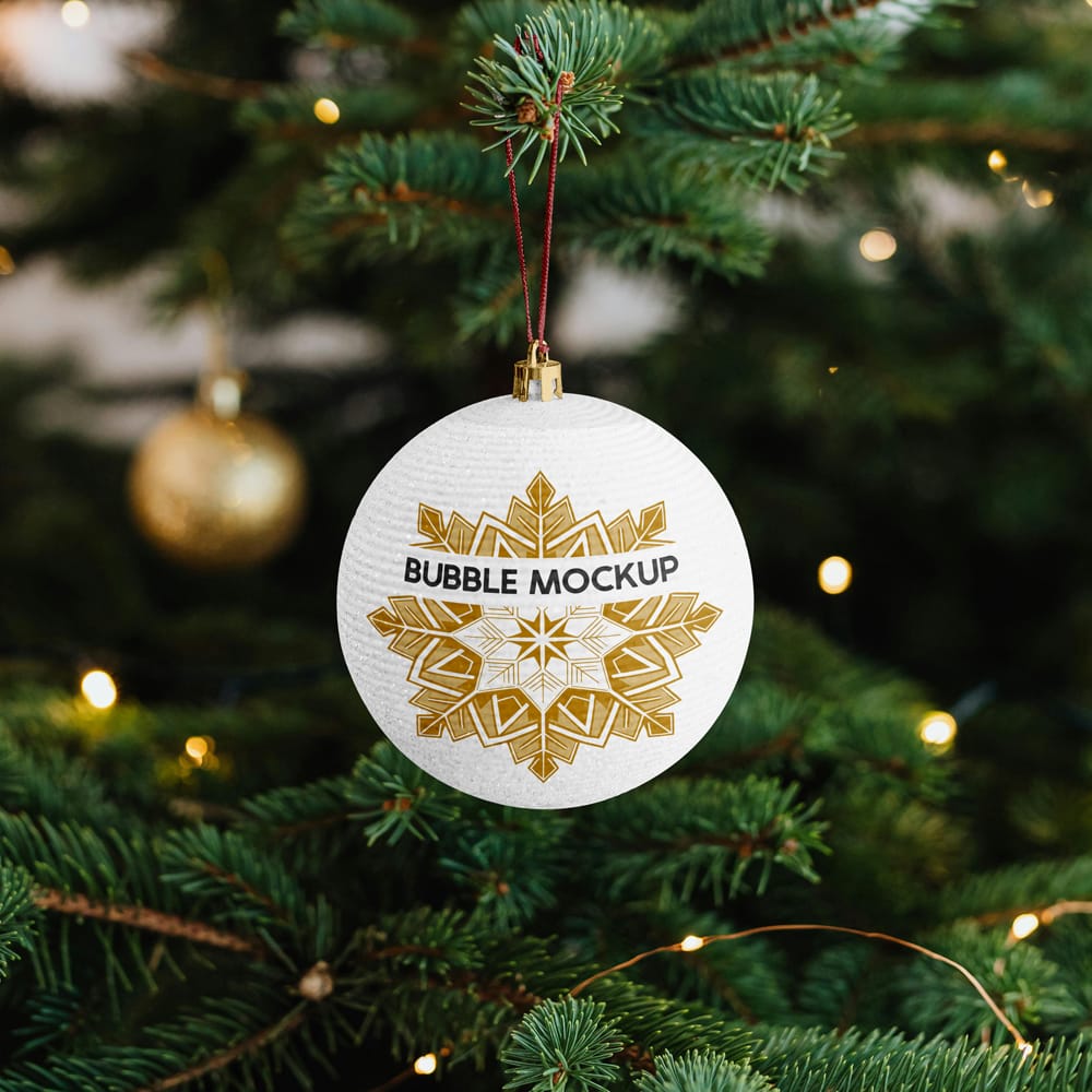 Free Hanging Christmas Ball Mockup PSD