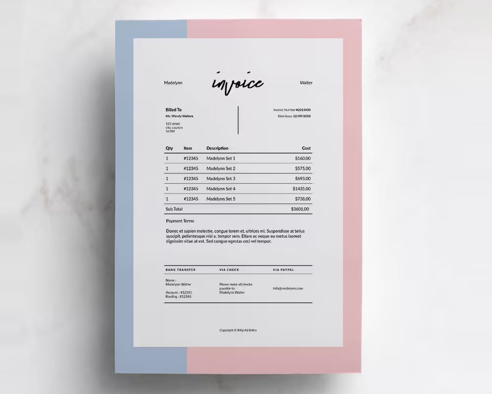 Free InDesign Invoice Template