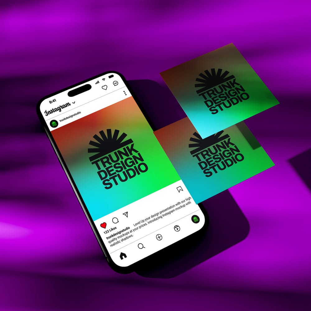 Free Instagram Mockup with Realistic Shadows PSD