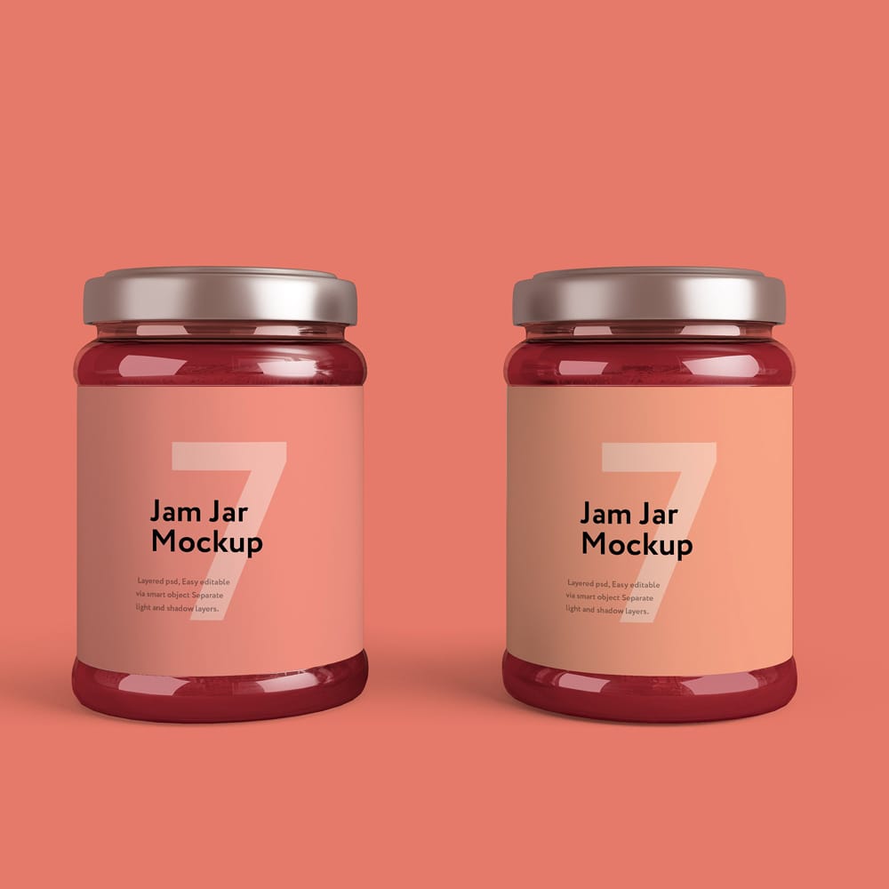 Free Jam Jar Packaging Mockup Template PSD