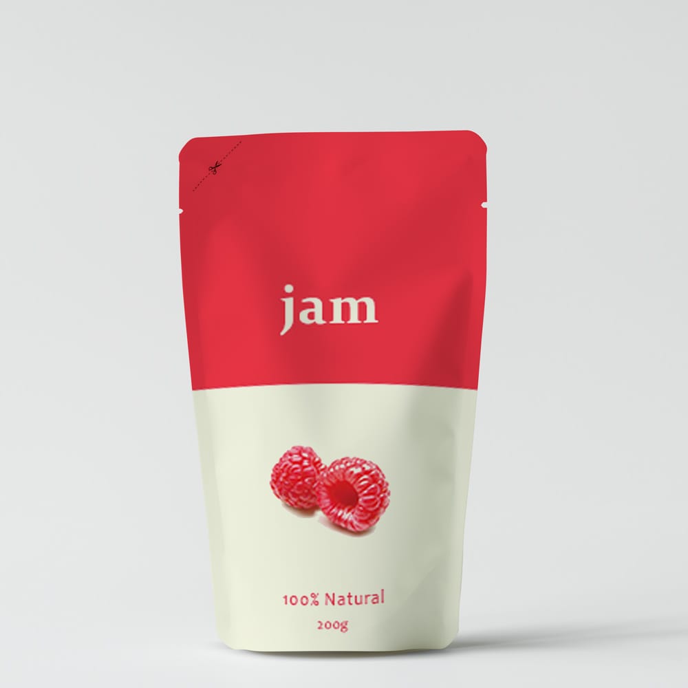 Free Jimmy Fruit Jam Pouch Mockup PSD