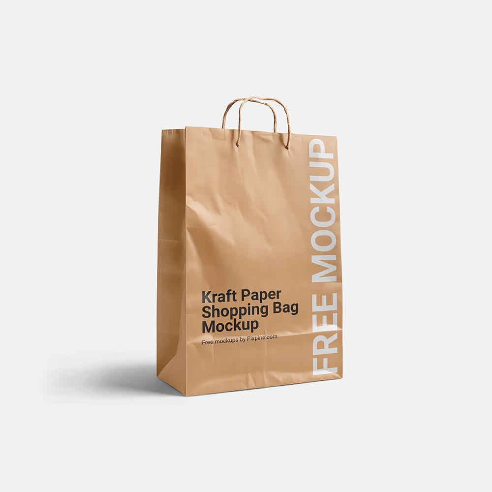 Free Large Kraft Paper Shopping Bag Mockup PSD