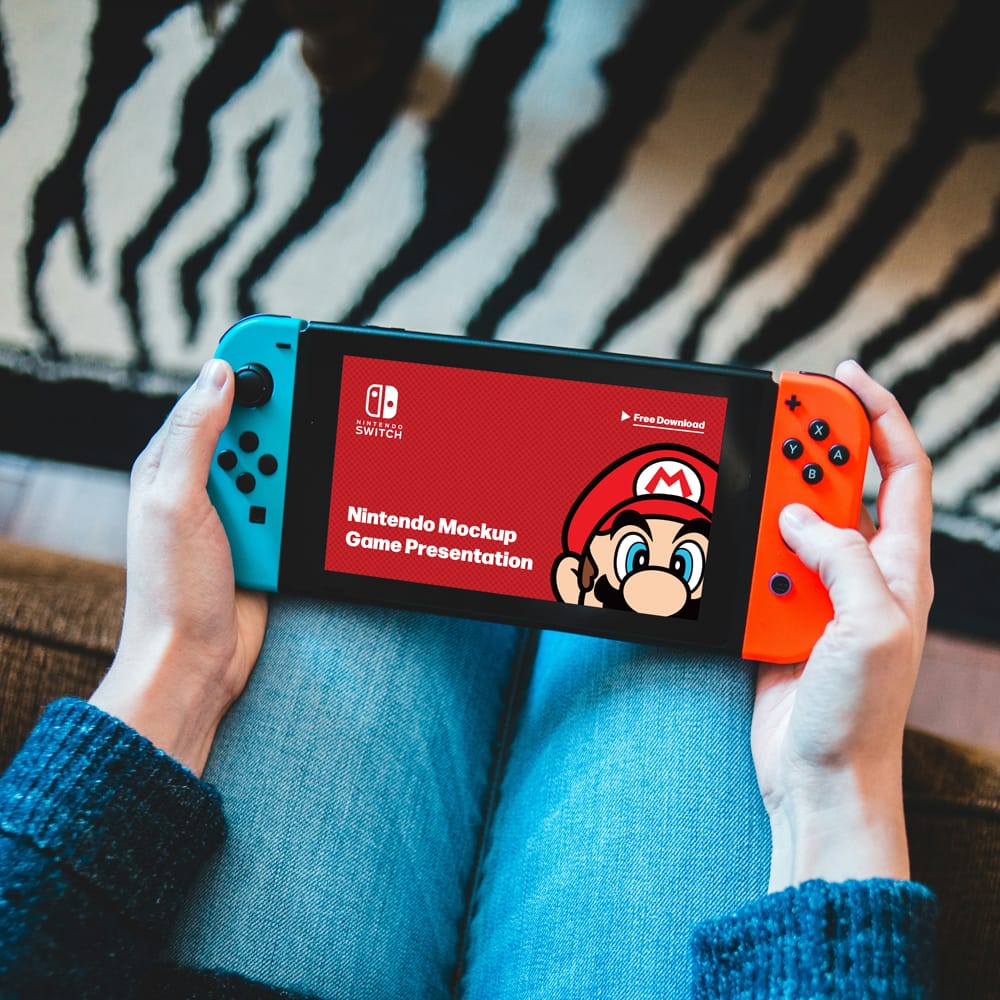 Free Nintendo Mockup Game Presentation PSD