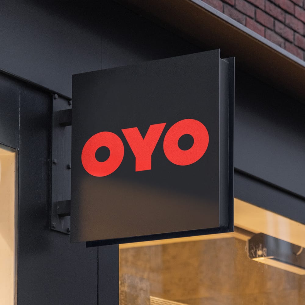 Free Oyo Hotel Sign Mockup PSD