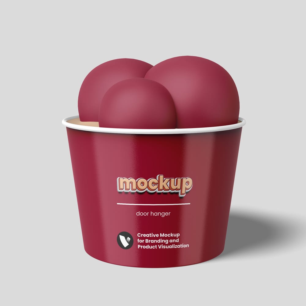 Free Realistic Ice Cream Cup Mockup PSD