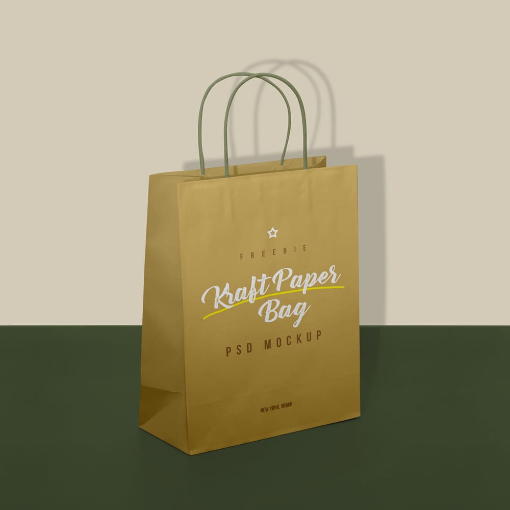 Free Realistic Kraft Paper Shopping Bag Mockup PSD